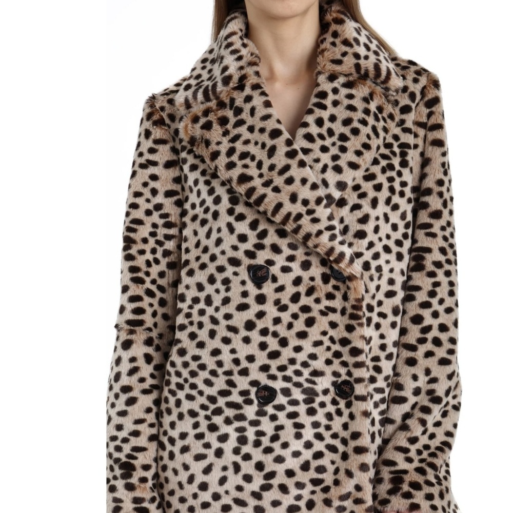 Avec Les Filles Leopard Print Car Coat Faux Fur - Picture 5 of 7